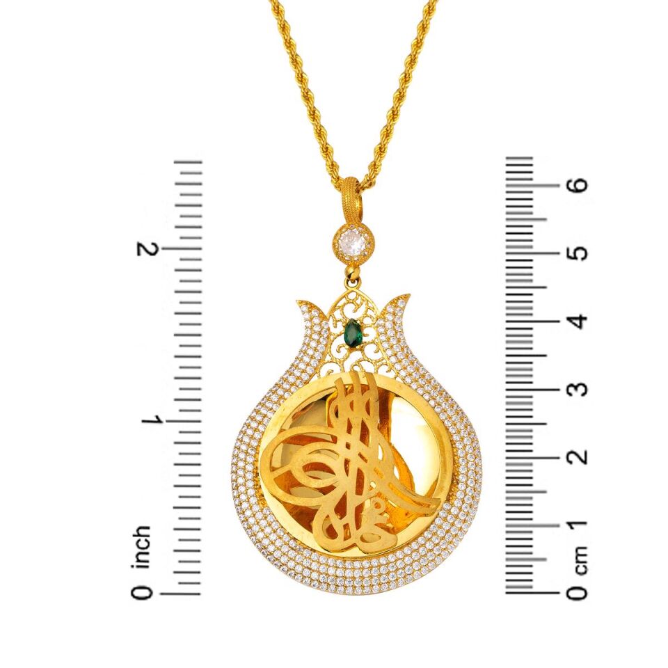 Lale Tuğra Yeşil Taşlı Altın Kolye