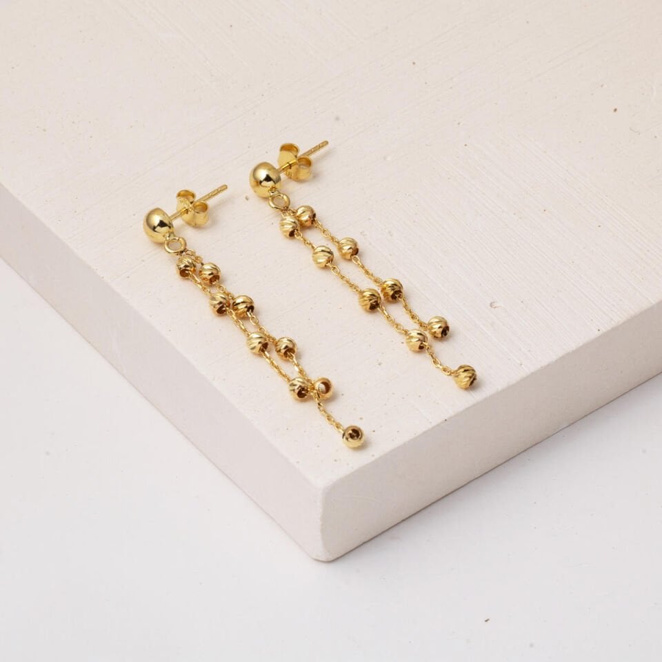 Dorikalı 14 Ayar Altın Spor Küpe