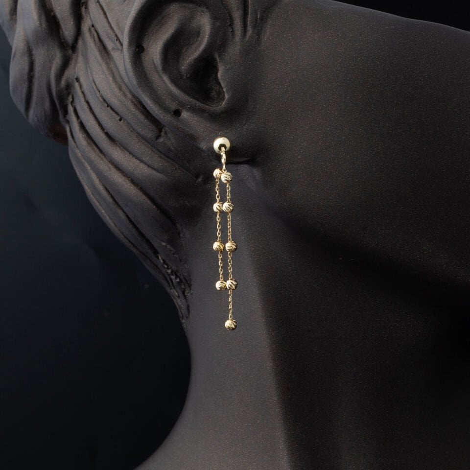 Dorikalı 14 Ayar Altın Spor Küpe