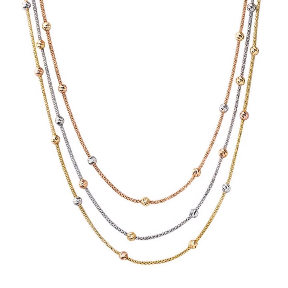 3 Sıra Zincirli 14 Ayar Altın Kolye