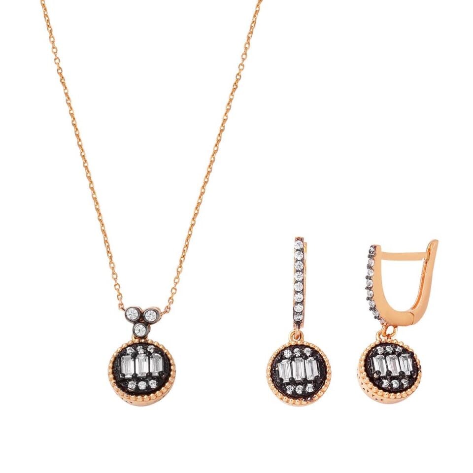 Kolye & Küpe Rose Altın Set