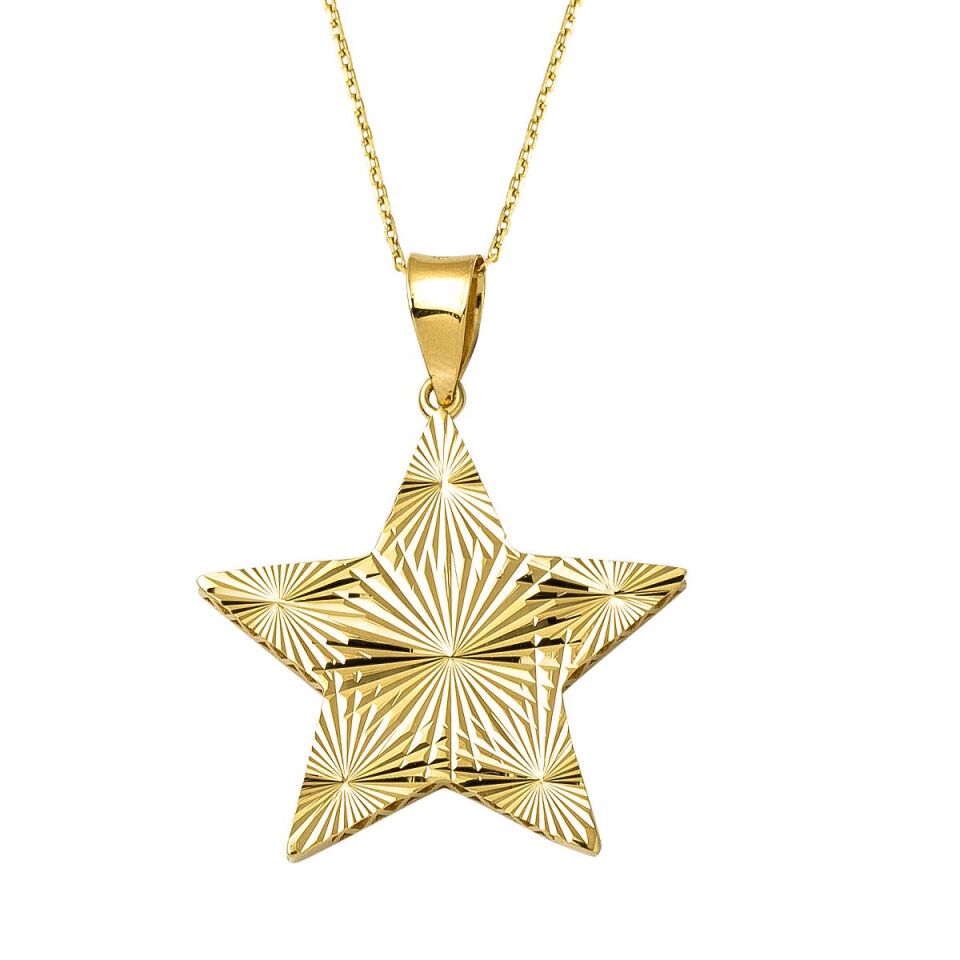 Üç Boyutlu Yıldız Altın Kolye