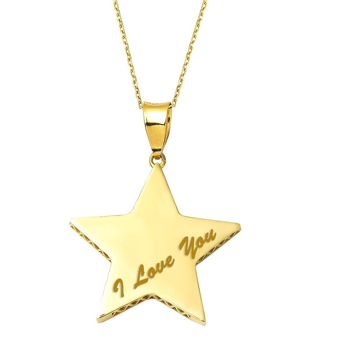 Üç Boyutlu İsimlik Yıldız Altın Kolye