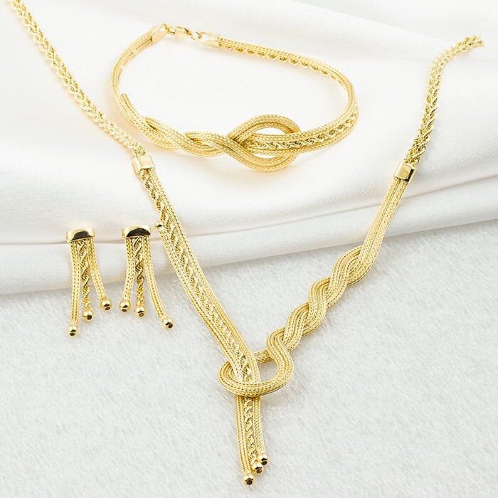 Jival Jewellery Örgü 14 Ayar Altın Takı Seti