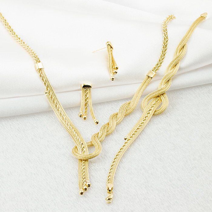 Jival Jewellery Örgü 14 Ayar Altın Takı Seti