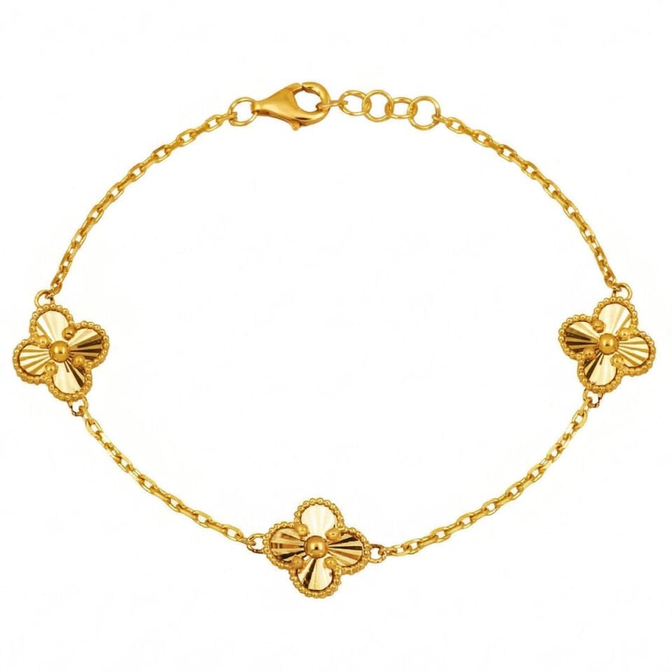 Yoncalı Taşsız 22 Ayar Altın Bileklik