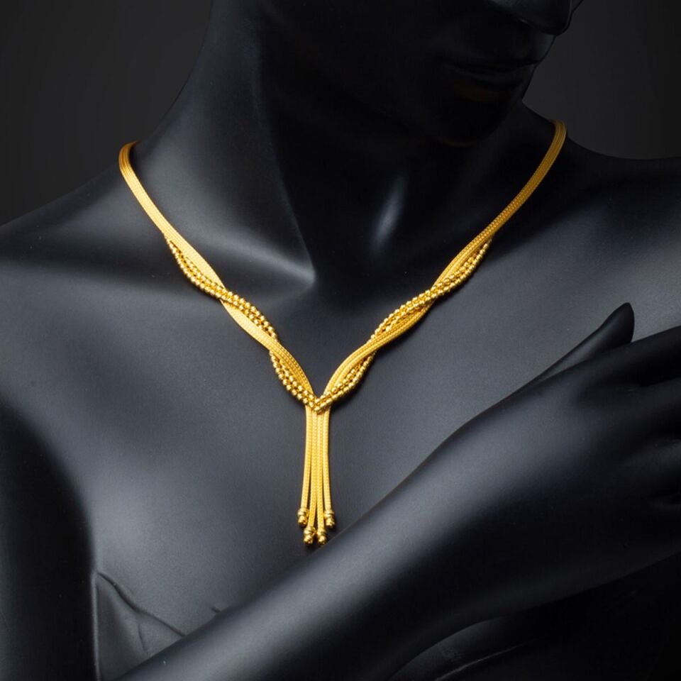 Sarmaşık 14 Ayar Altın Örgü Gerdanlık