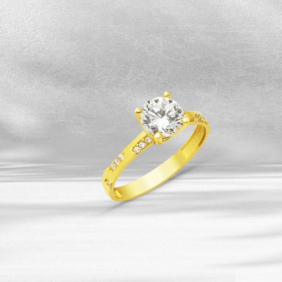 Tek Taş 14 Ayar Altın Yüzük