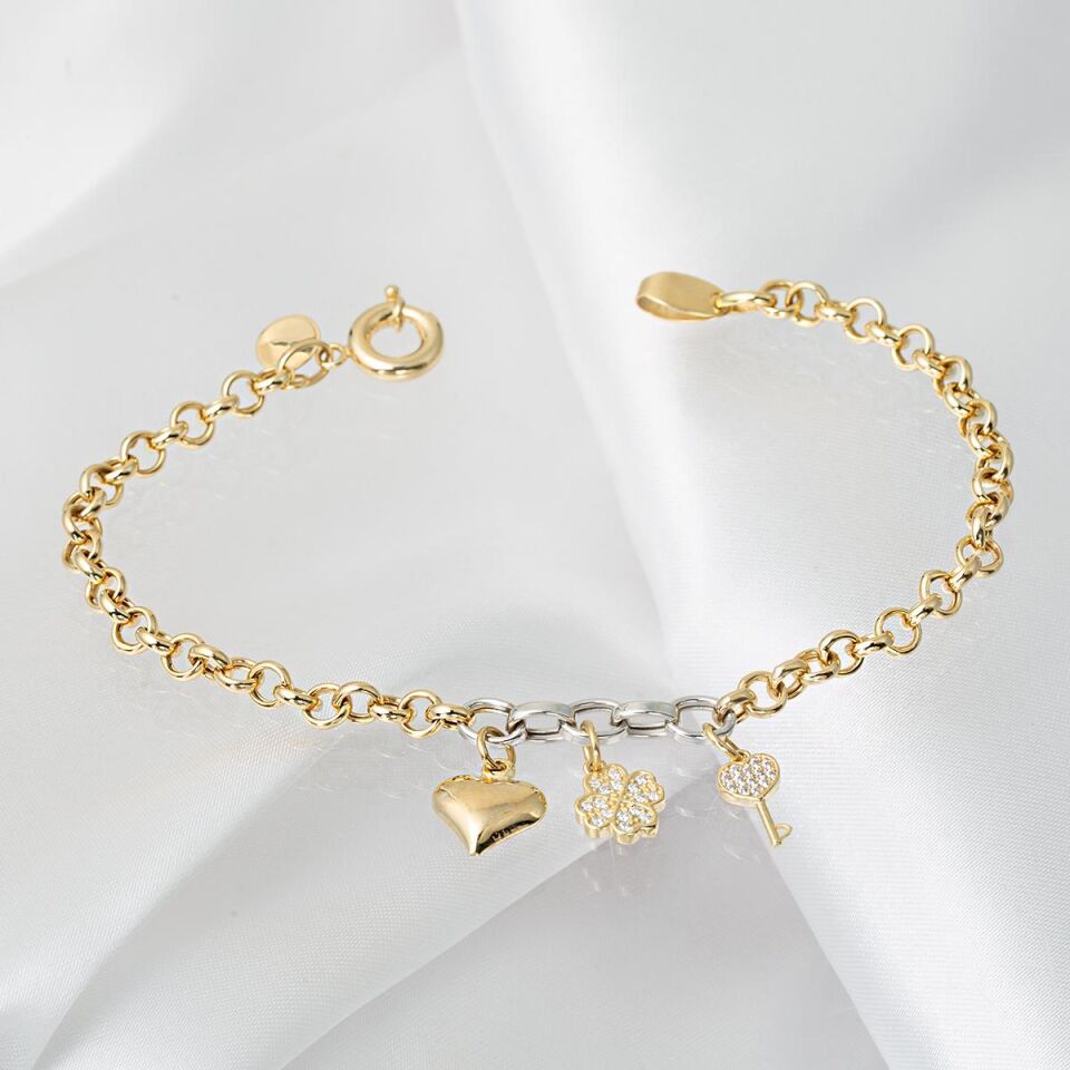 Kalp & Anahtar Pandora Altın Bileklik