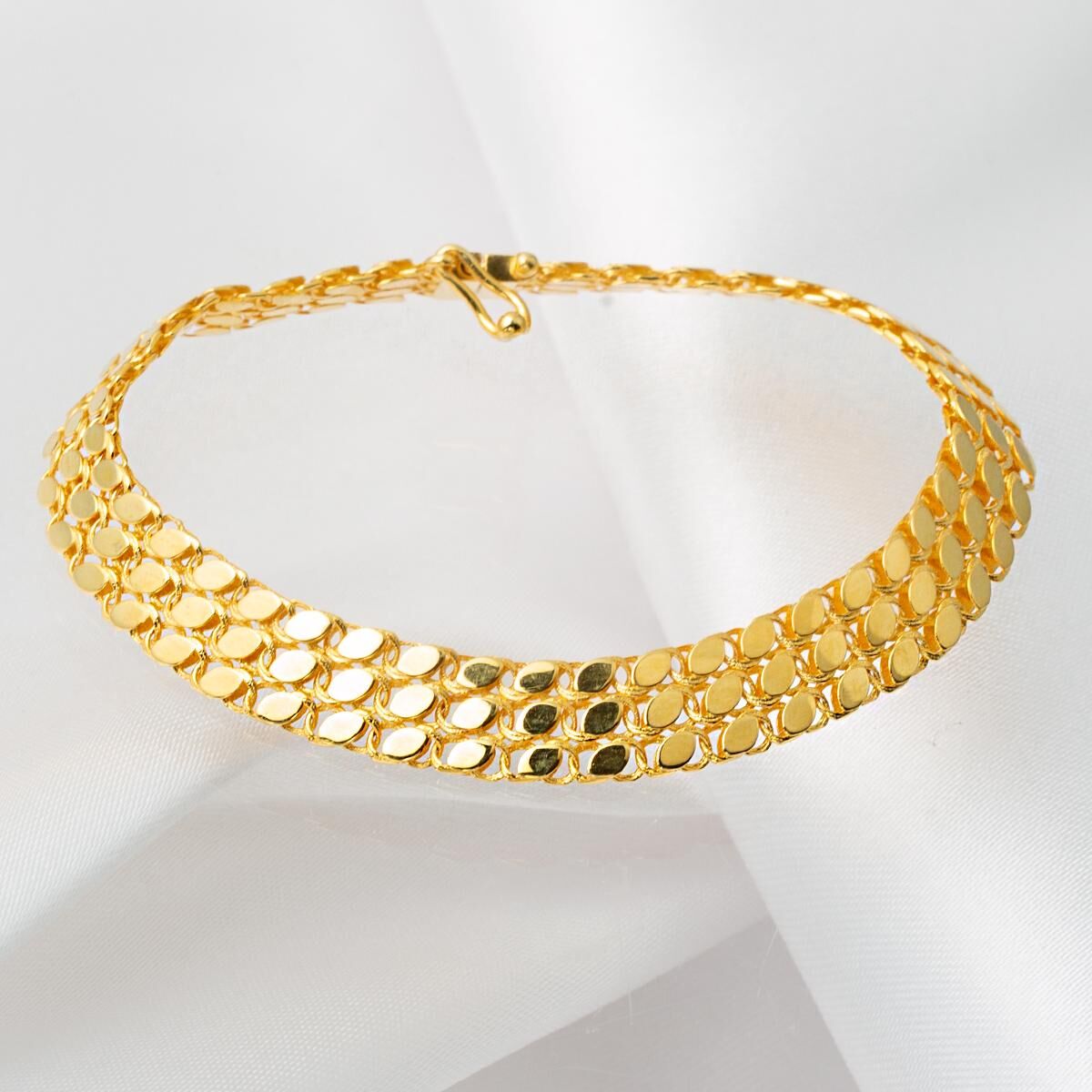 Pul Hasır Örgü Zincirli Altın Bileklik