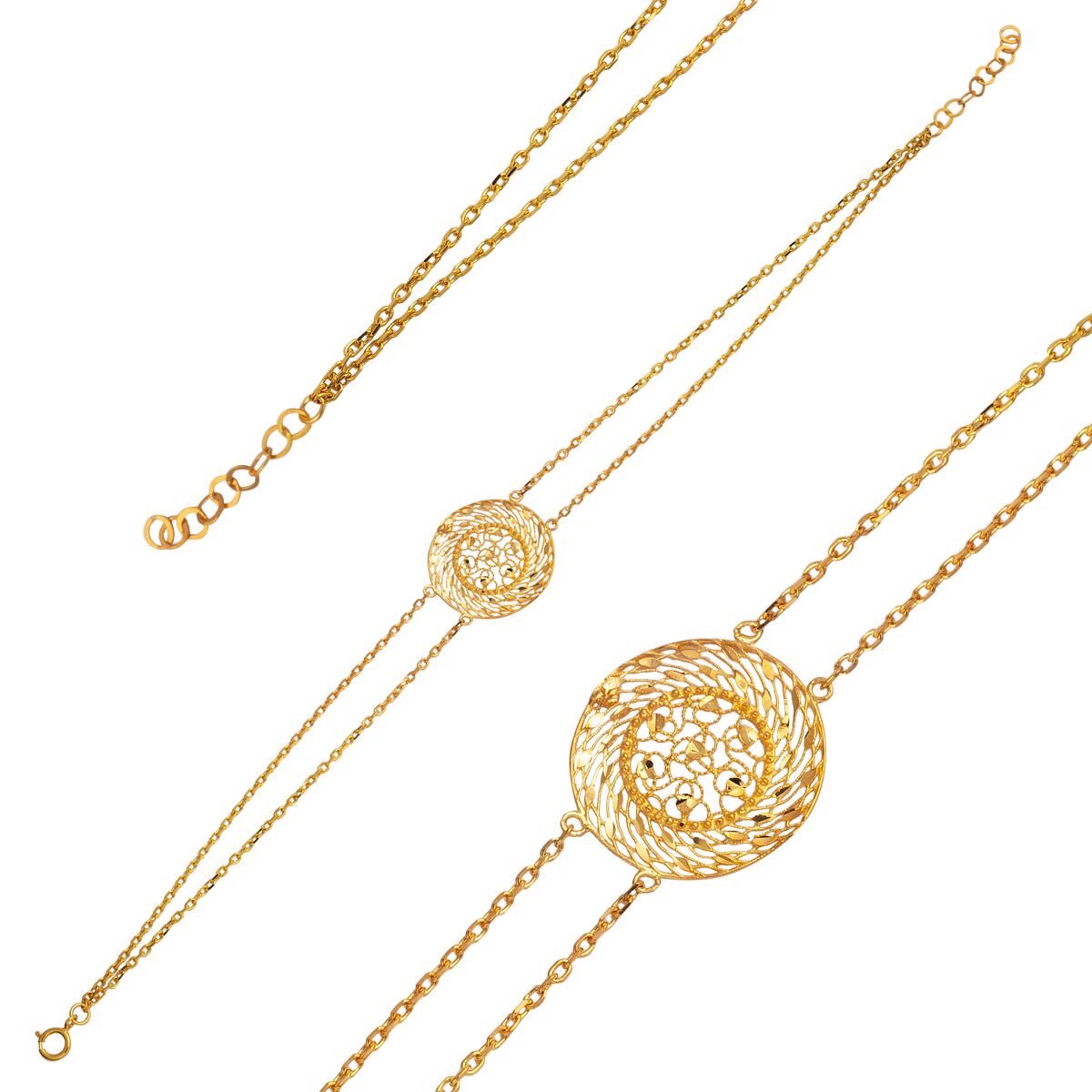 Telkari Çift Zincir 22 Ayar Altın Bileklik