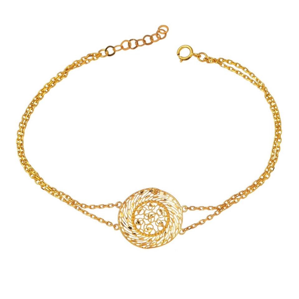 Telkari Çift Zincir 22 Ayar Altın Bileklik