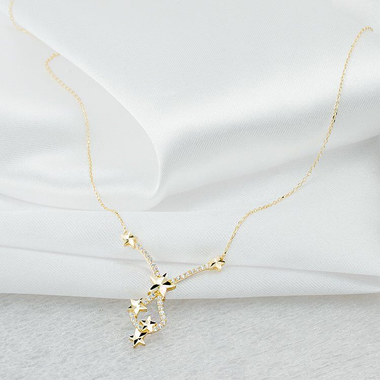 Taşlı Yıldızlı 14 Ayar Altın Kolye