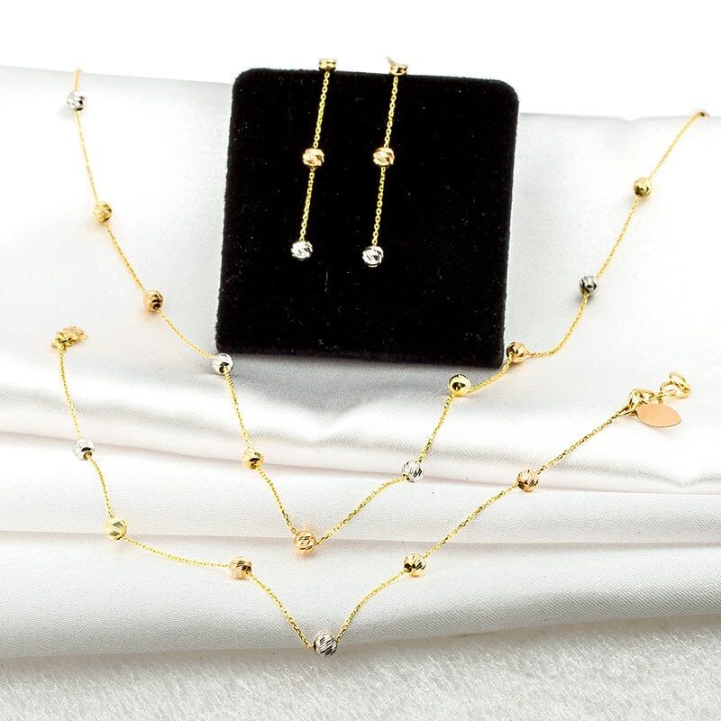 Üç Renkli Dorissa 14 Ayar Altın Set