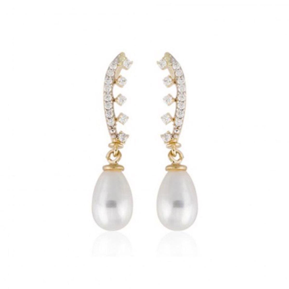 Enna 14 Ayar İncili Altın Küpe