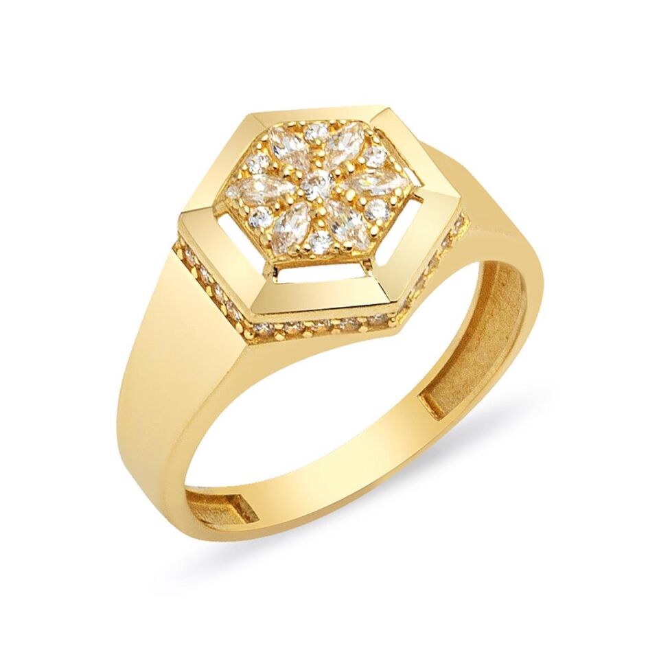 Çiçekli 14 Ayar Altın Yüzük