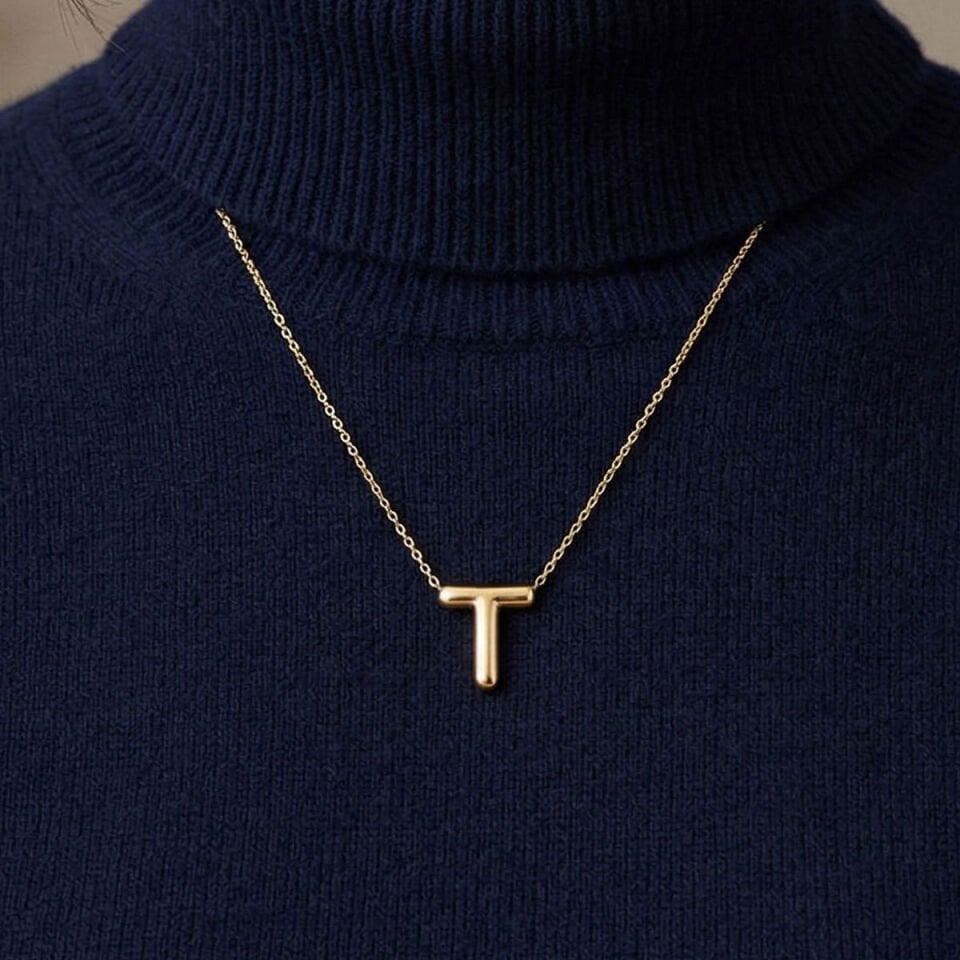 T Harf Altın Zincirli Kolye