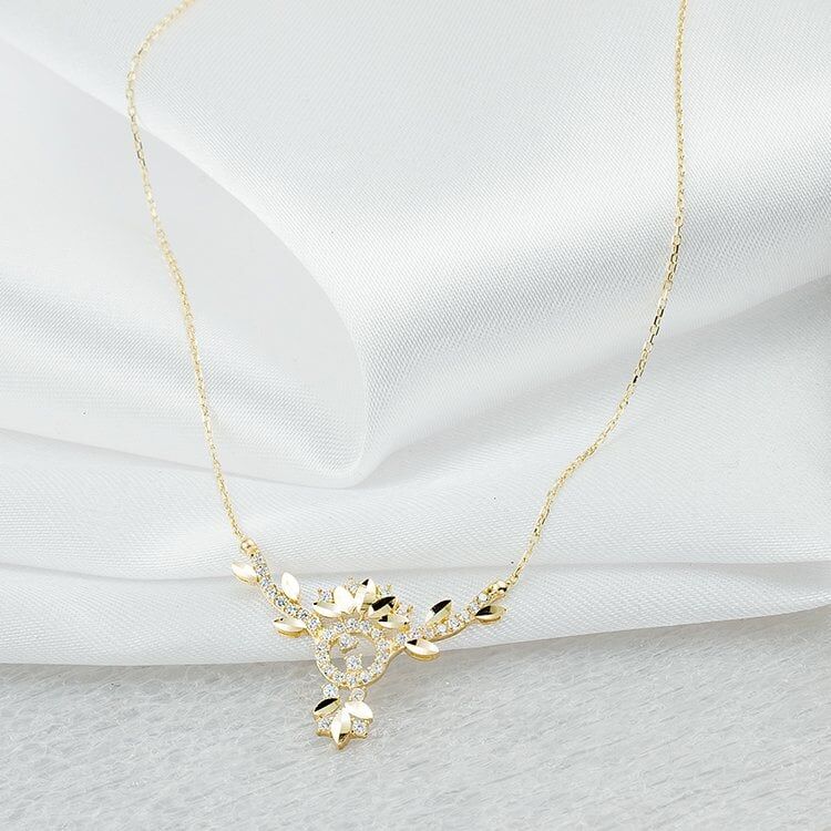 14 Ayar Altın Taşlı Kolye