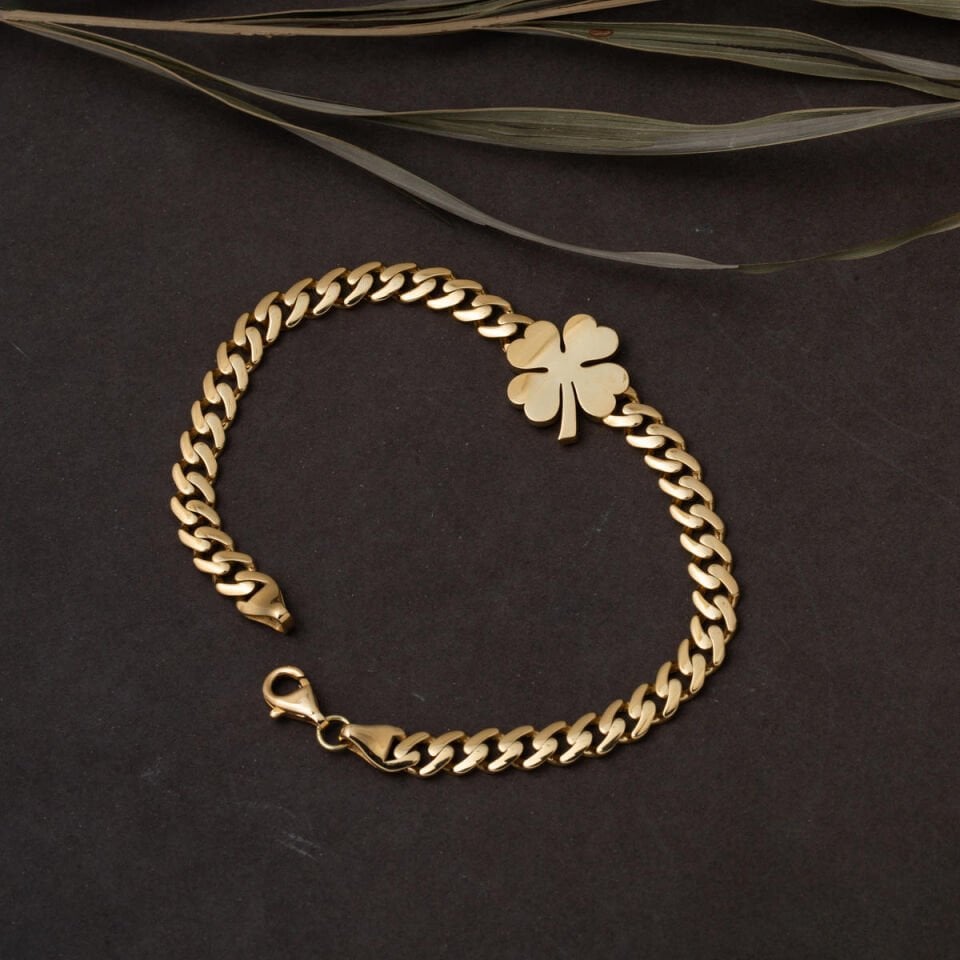 Yoncalı 14 Ayar Altın Gurmet Künye Bileklik