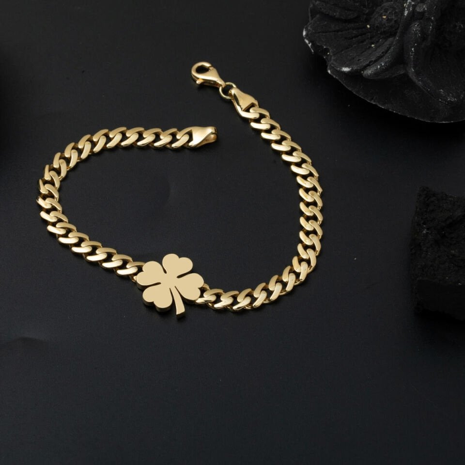 Yoncalı 14 Ayar Altın Gurmet Künye Bileklik