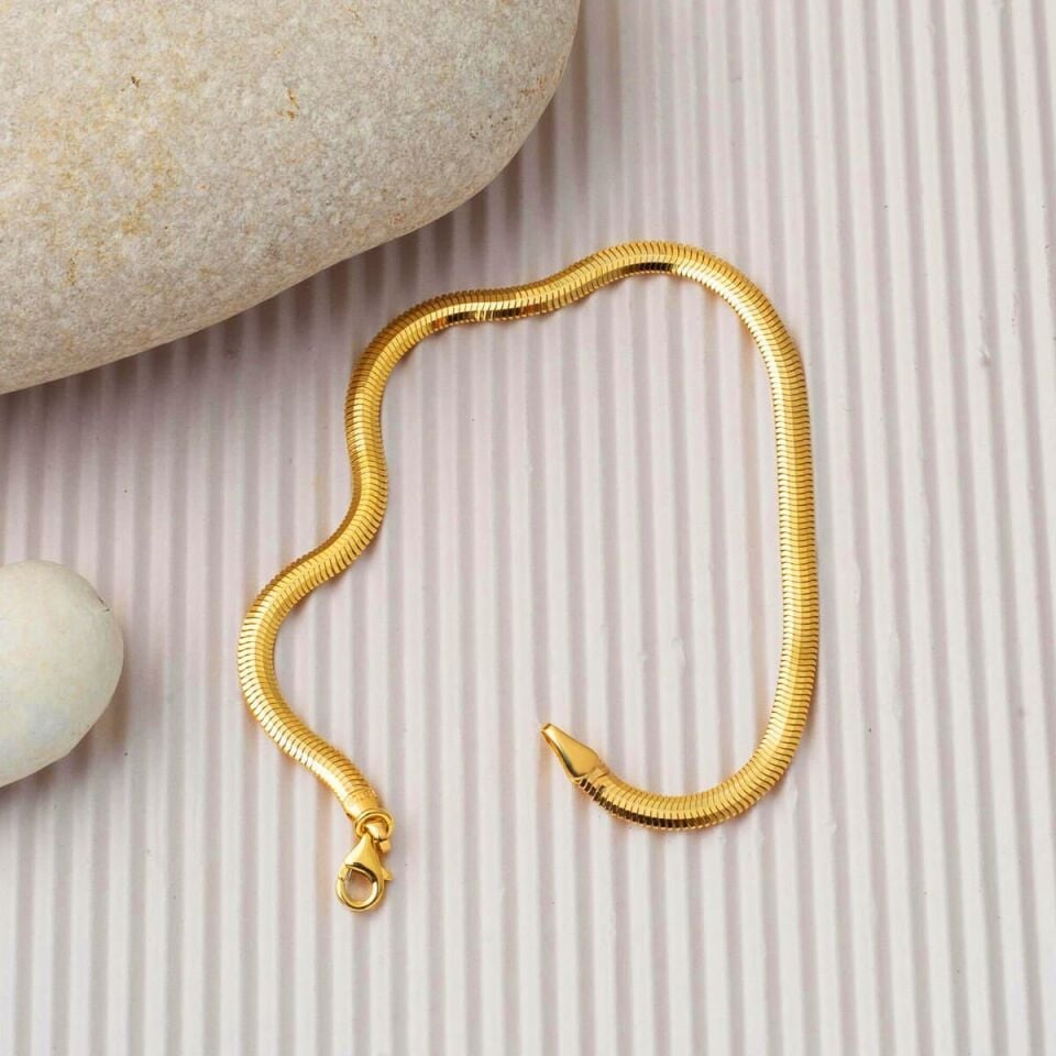 22 Ayar 3 mm. Balıksırtı Altın Bileklik