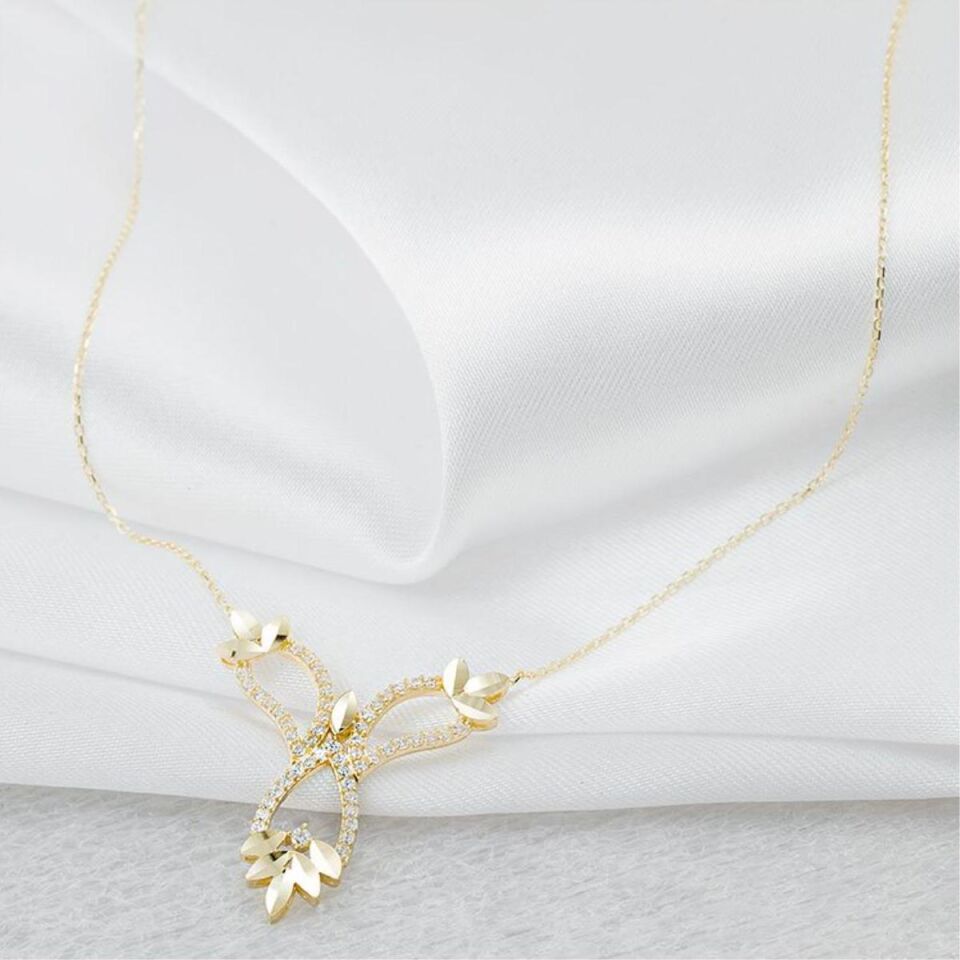 Taşlı 14 Ayar Altın Kolye