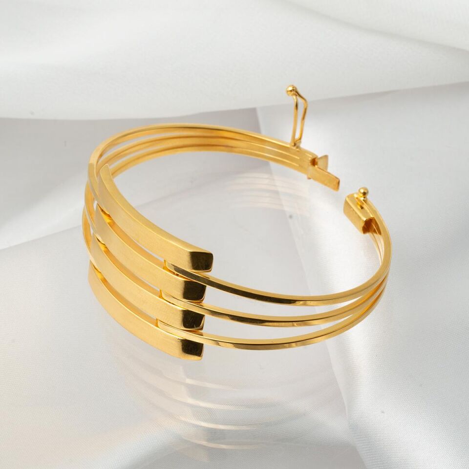 Dörtlü Kaburga Kelepçe Altın Bilezik