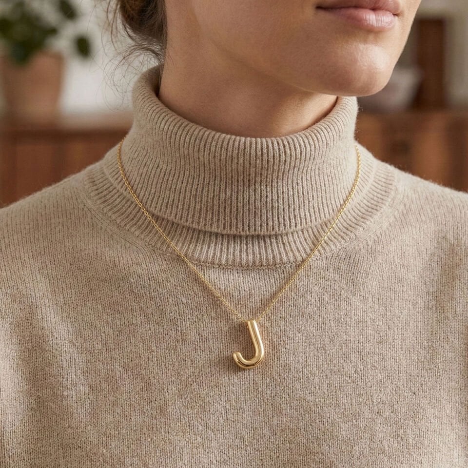 J Balon Harf Altın Kolye