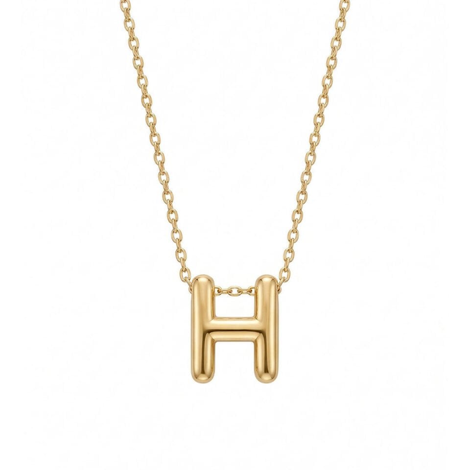 Altın H Harfi Zincirli Kolye