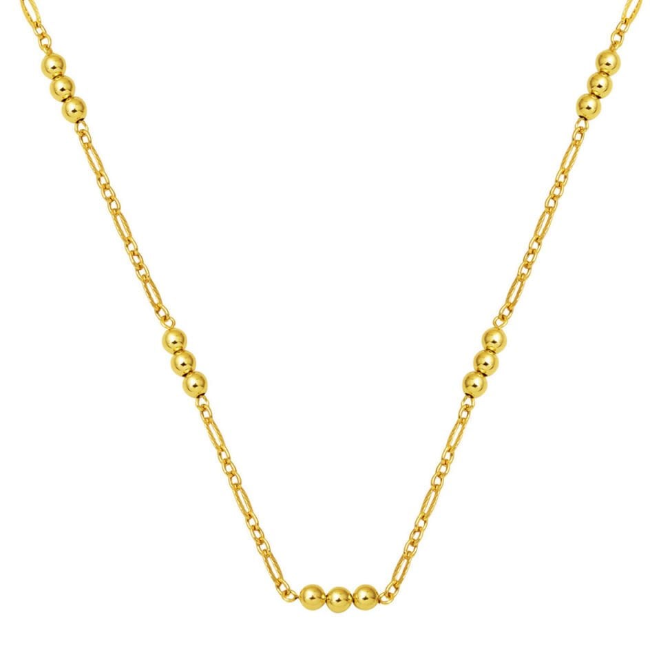 Figaro Zincirli Toplu 14 Ayar Altın İtalyan Kolye