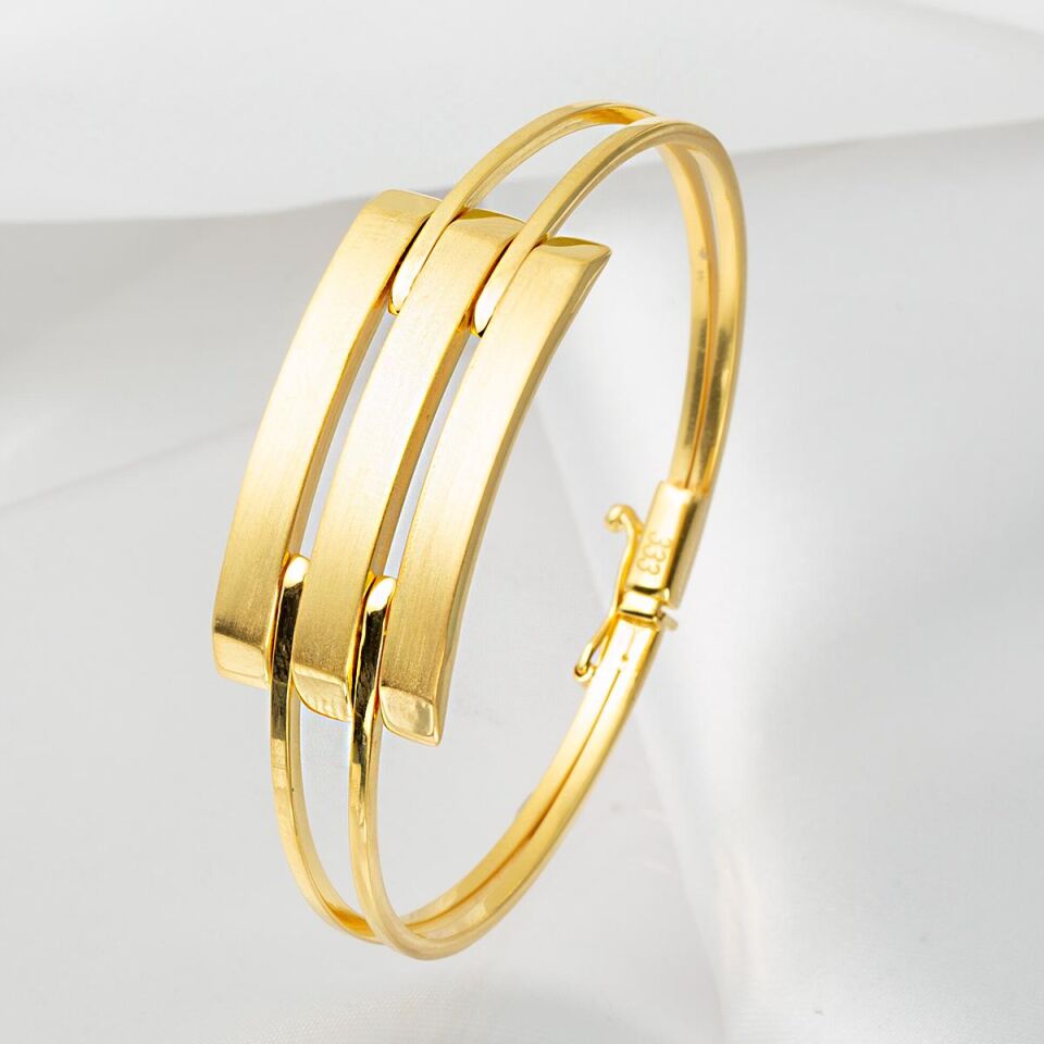 Üçlü Kaburga Kelepçe Altın Bilezik