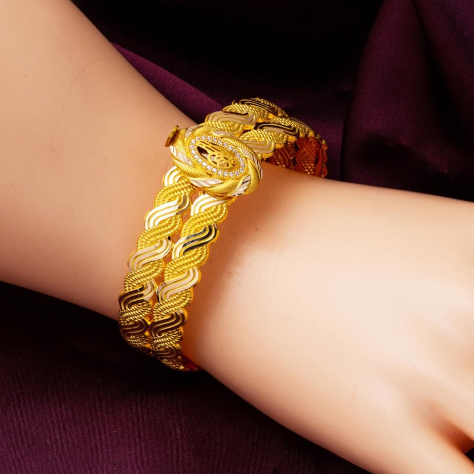 Trabzon Örgüsü Tuğralı Kilitli Altın Bilezik