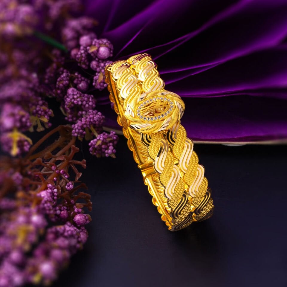 Trabzon Örgüsü Tuğralı Kilitli Altın Bilezik