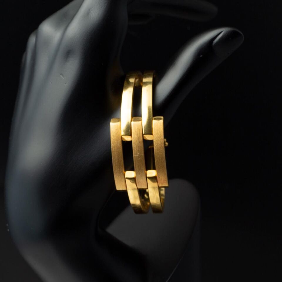 Üçlü Kaburga 22 Ayar Altın Kelepçe Bilezik