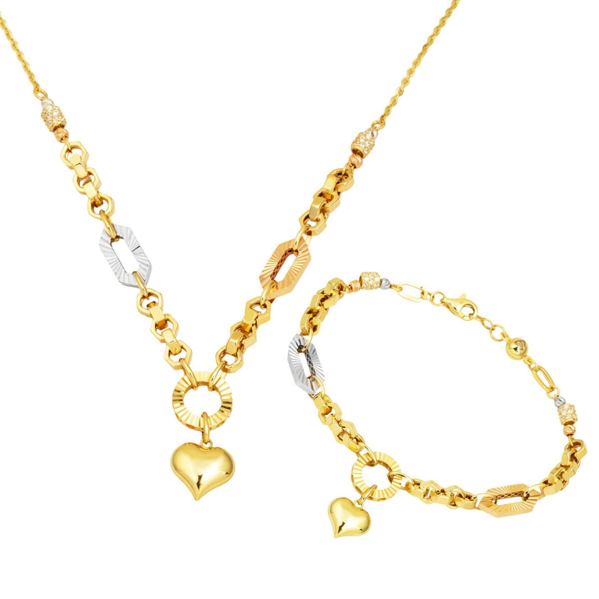 Kalpli 14 Ayar Altın Kolye Bileklik Set