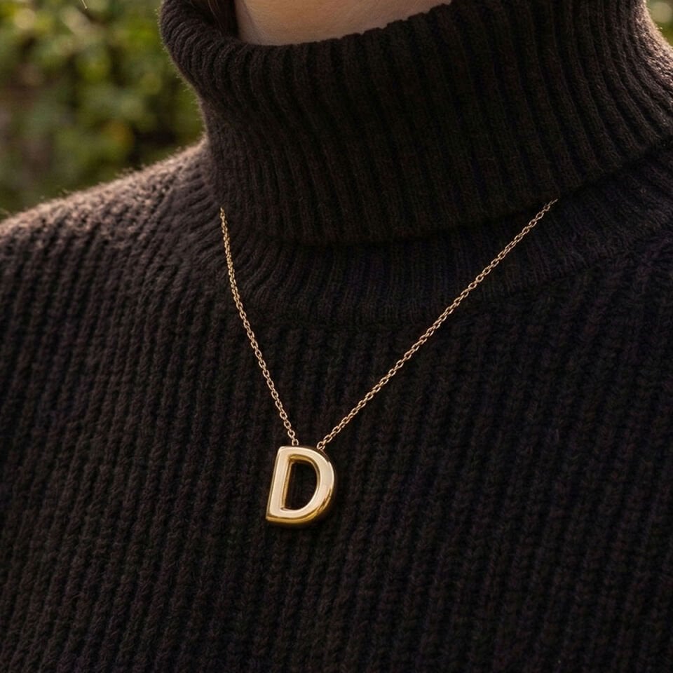 D Harfi Balon Altın Kolye
