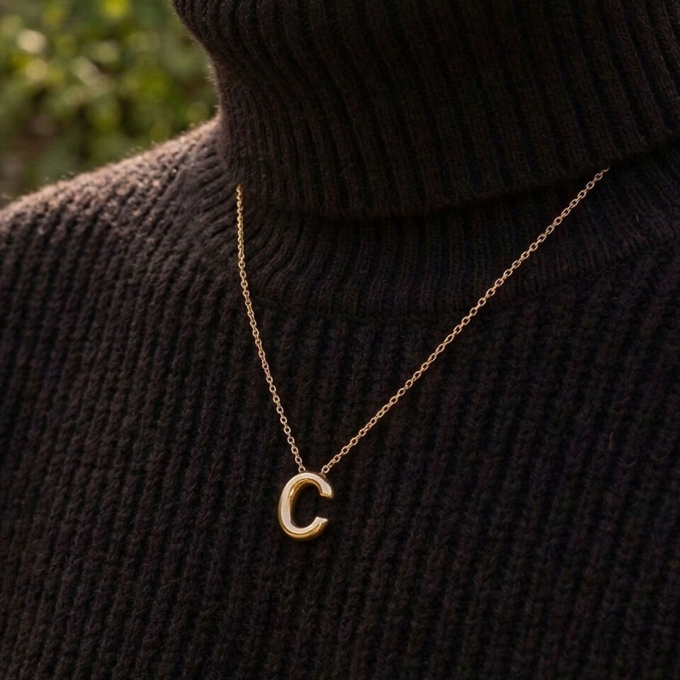 C Balon Harf Altın Kolye