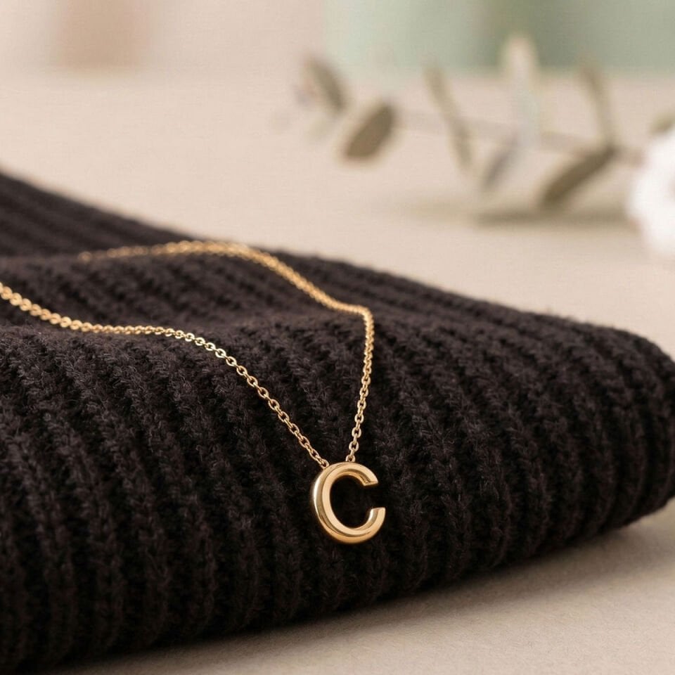 C Balon Harf Altın Kolye