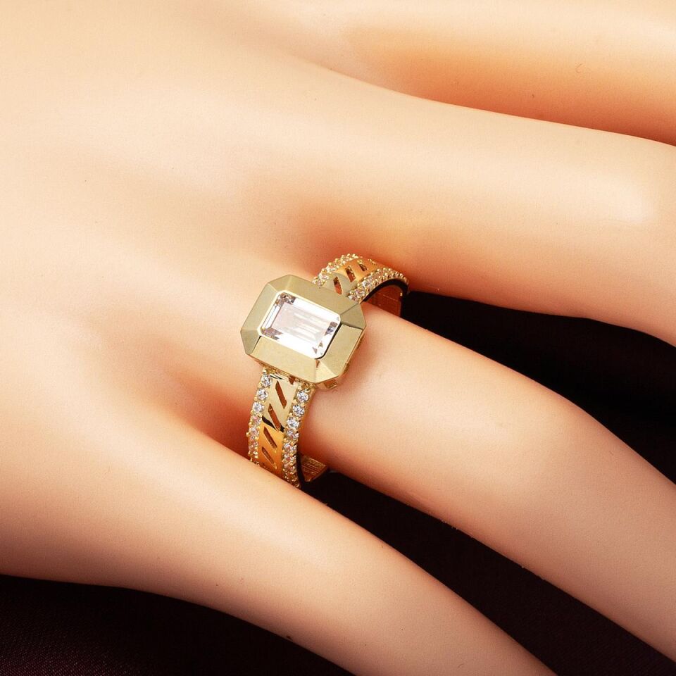 Baget Taşlı 14 Ayar Altın Yüzük