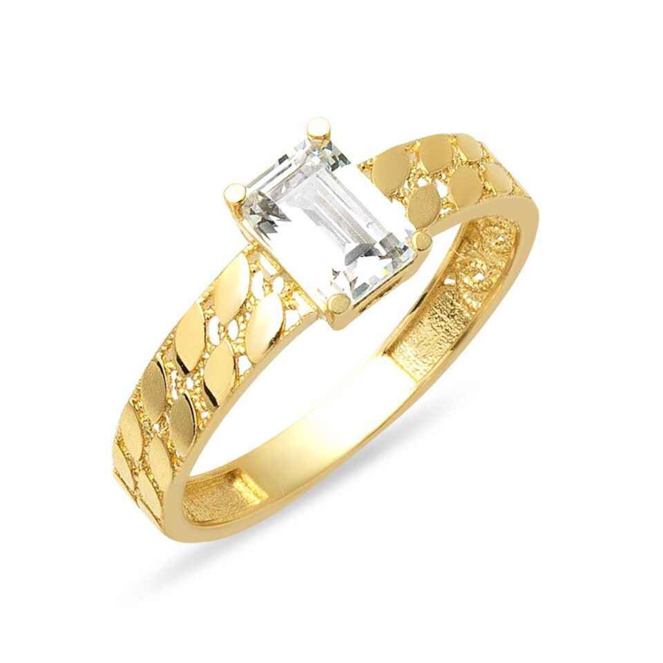 Baget Taşlı 14 Ayar Altın Yüzük