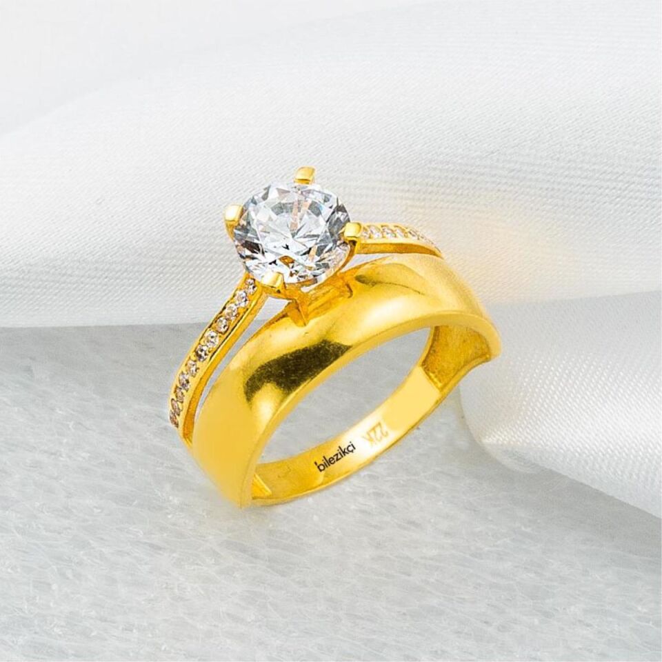 Tek Taşlı 22 Ayar Altın Yüzük