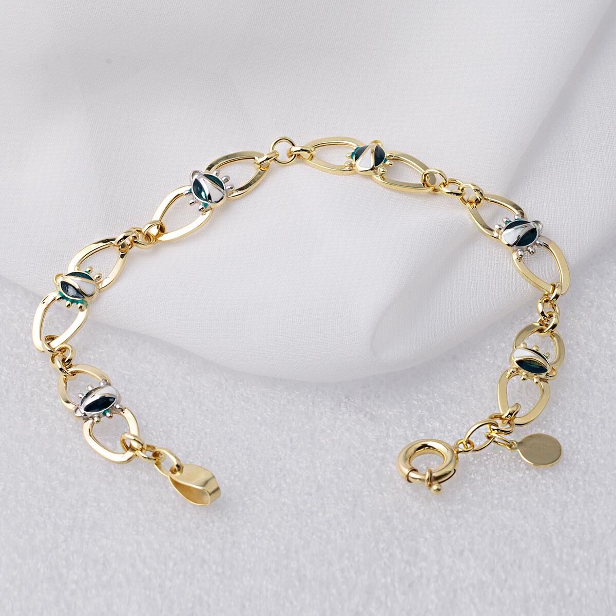 Yeşil Kanatlar Halkalı Altın Bileklik