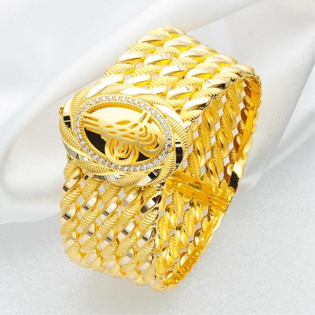 Tuğralı Altın İkili Burma Kelepçe Bilezik