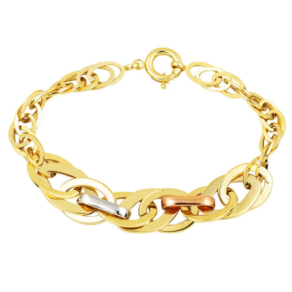 Tasarım Halkalı 14 Ayar Altın Bileklik