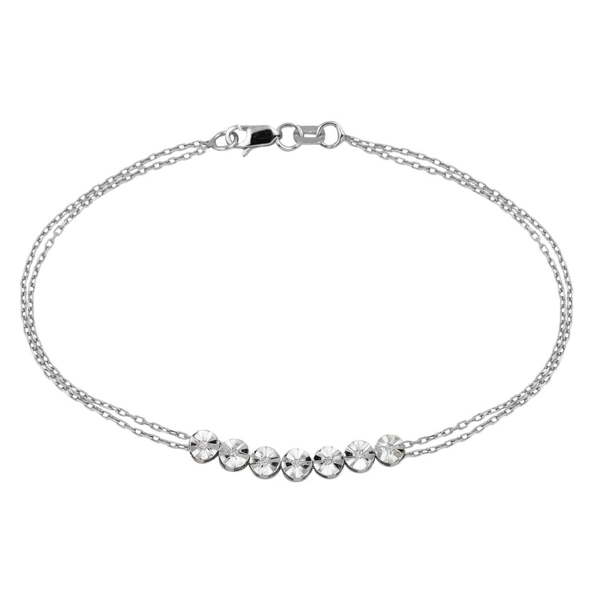 Minimal Beyaz Altın Pırlantalı Bileklik