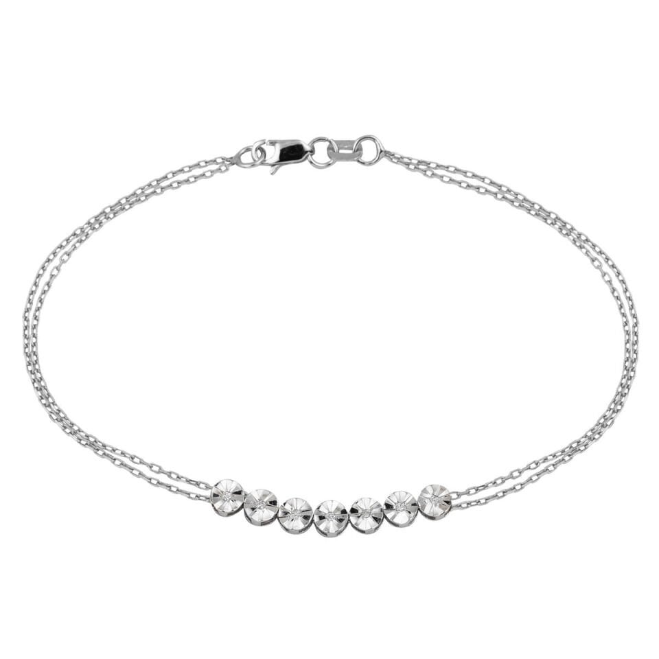 Minimal Beyaz Altın Pırlantalı Bileklik