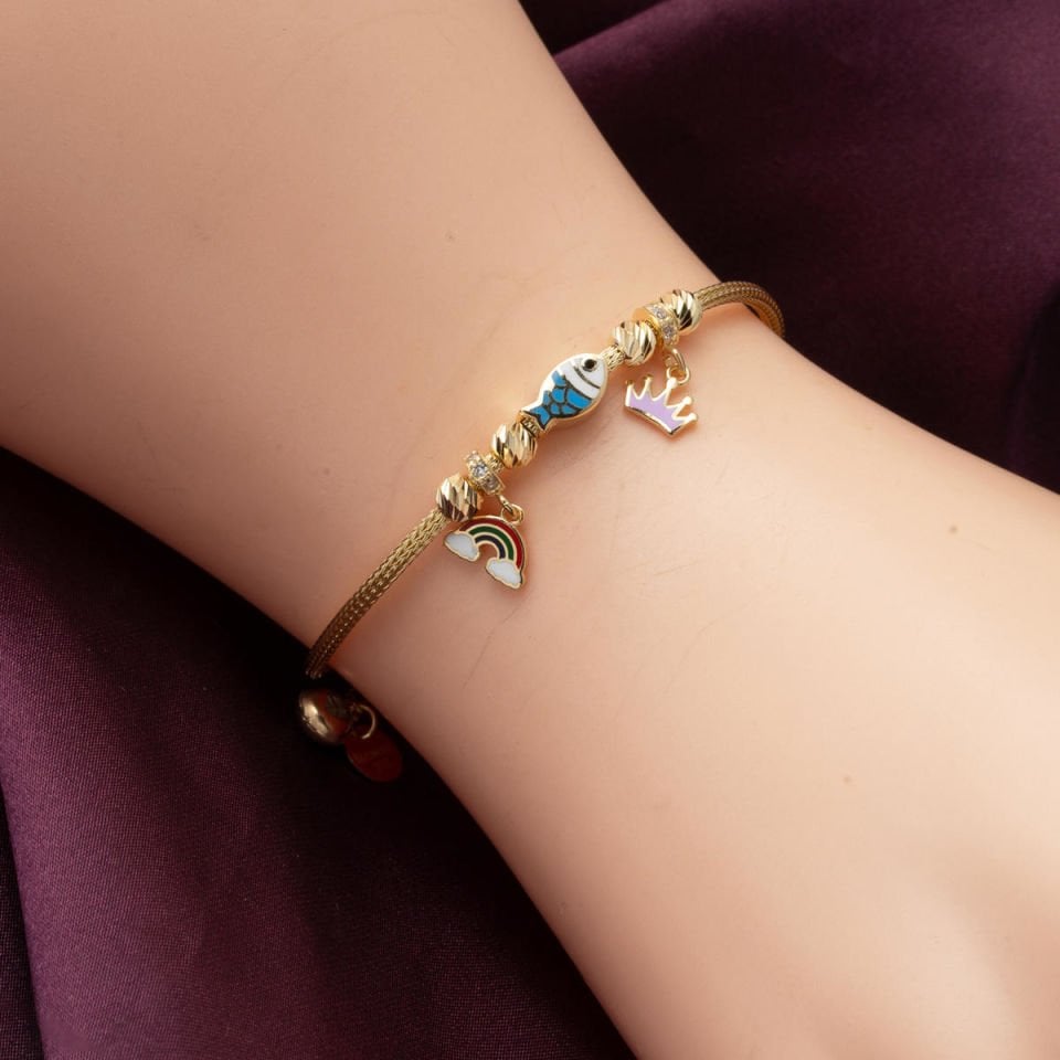 Balık Pandora Altın Çocuk Bilekliği