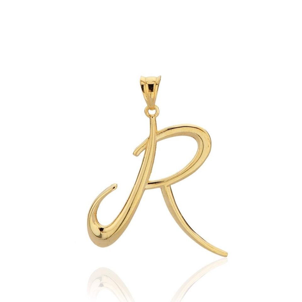 R Harfi Altın Kolye Ucu