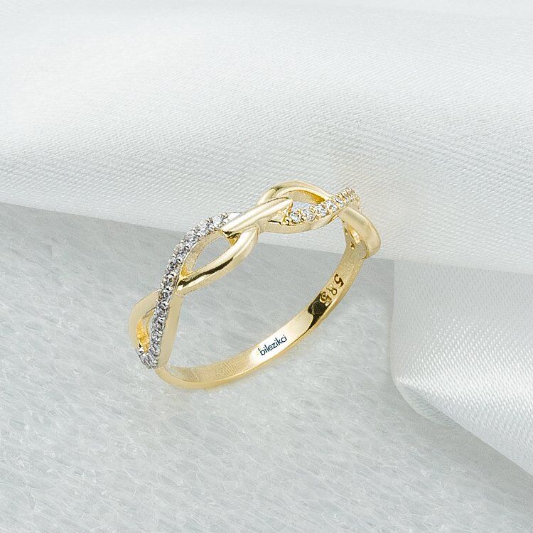 Sonsuzluk 14 Ayar Altın Taşlı Yüzük