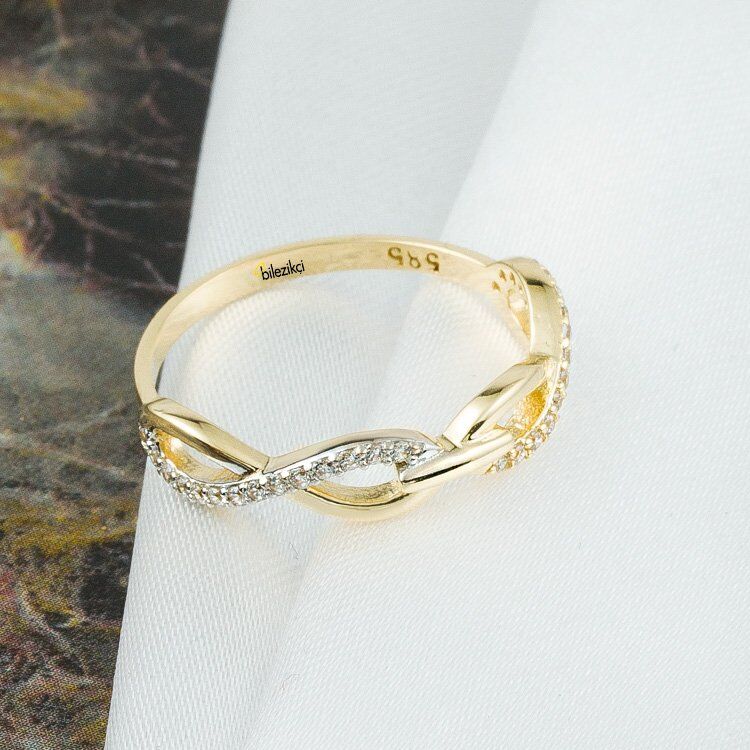 Sonsuzluk 14 Ayar Altın Taşlı Yüzük